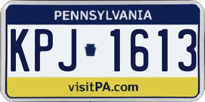 PA license plate KPJ1613