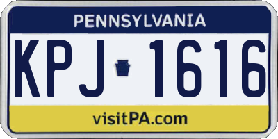 PA license plate KPJ1616