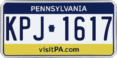 PA license plate KPJ1617