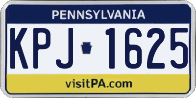 PA license plate KPJ1625