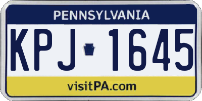 PA license plate KPJ1645