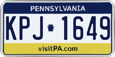 PA license plate KPJ1649