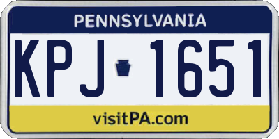 PA license plate KPJ1651