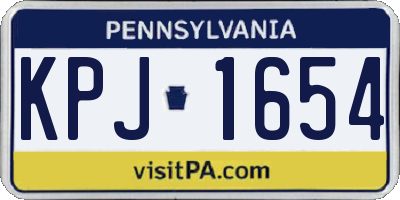 PA license plate KPJ1654
