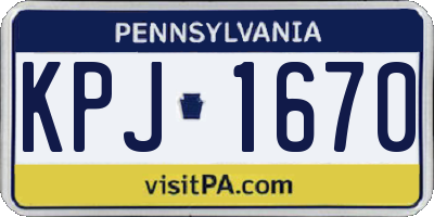 PA license plate KPJ1670