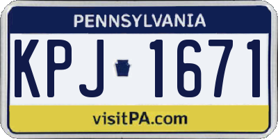 PA license plate KPJ1671