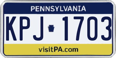 PA license plate KPJ1703