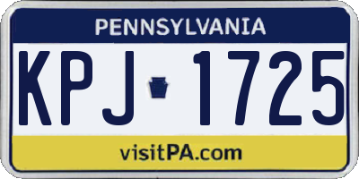 PA license plate KPJ1725