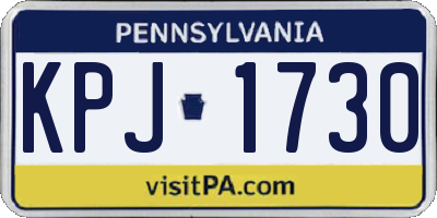 PA license plate KPJ1730