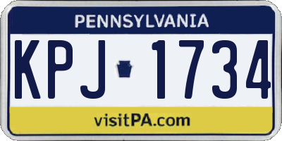 PA license plate KPJ1734