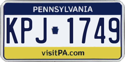 PA license plate KPJ1749
