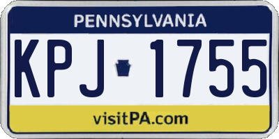 PA license plate KPJ1755
