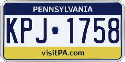 PA license plate KPJ1758
