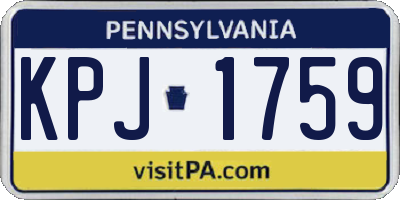 PA license plate KPJ1759