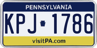 PA license plate KPJ1786