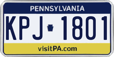 PA license plate KPJ1801