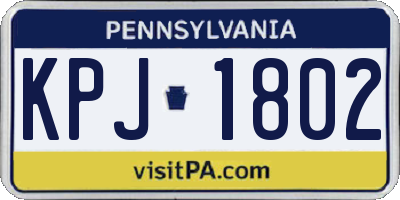 PA license plate KPJ1802