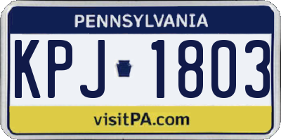 PA license plate KPJ1803