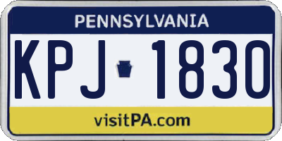 PA license plate KPJ1830