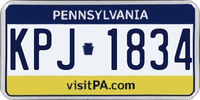 PA license plate KPJ1834
