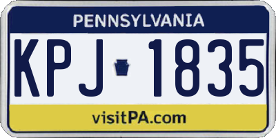 PA license plate KPJ1835
