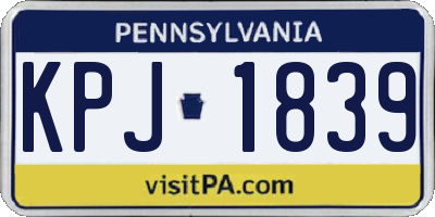 PA license plate KPJ1839
