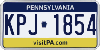 PA license plate KPJ1854