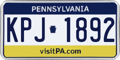 PA license plate KPJ1892