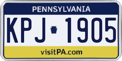 PA license plate KPJ1905