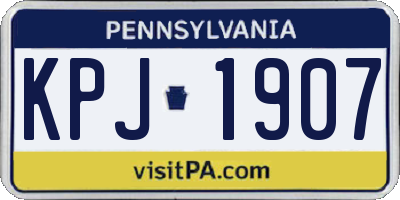 PA license plate KPJ1907
