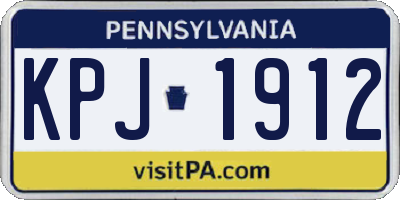 PA license plate KPJ1912