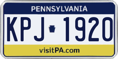 PA license plate KPJ1920