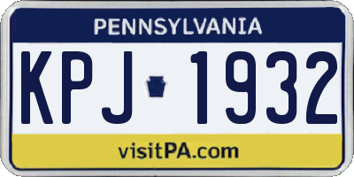 PA license plate KPJ1932