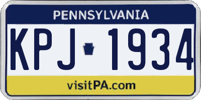 PA license plate KPJ1934