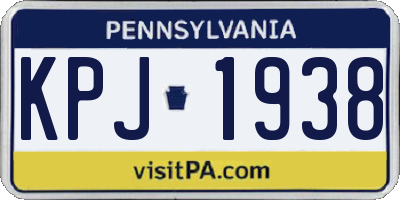 PA license plate KPJ1938
