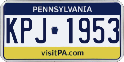 PA license plate KPJ1953