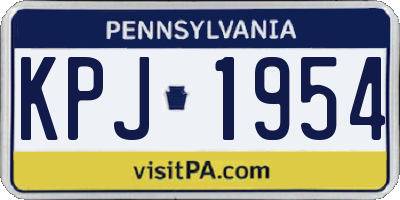 PA license plate KPJ1954