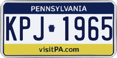 PA license plate KPJ1965