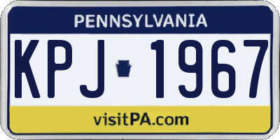 PA license plate KPJ1967