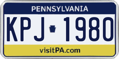 PA license plate KPJ1980