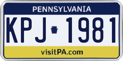 PA license plate KPJ1981