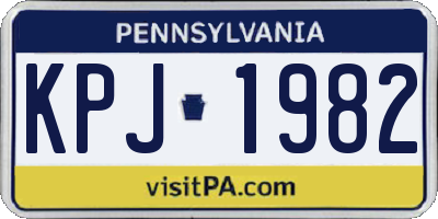 PA license plate KPJ1982