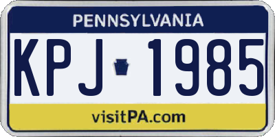 PA license plate KPJ1985