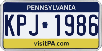 PA license plate KPJ1986