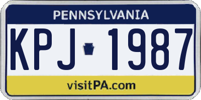 PA license plate KPJ1987
