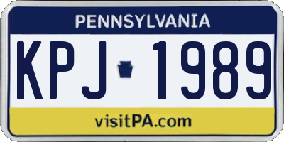 PA license plate KPJ1989