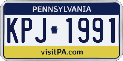 PA license plate KPJ1991