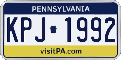PA license plate KPJ1992