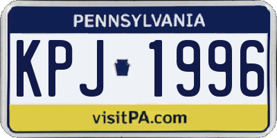 PA license plate KPJ1996