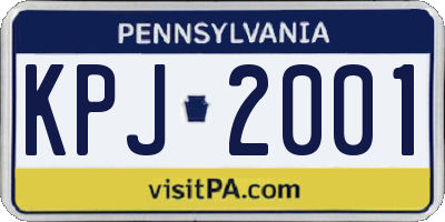 PA license plate KPJ2001